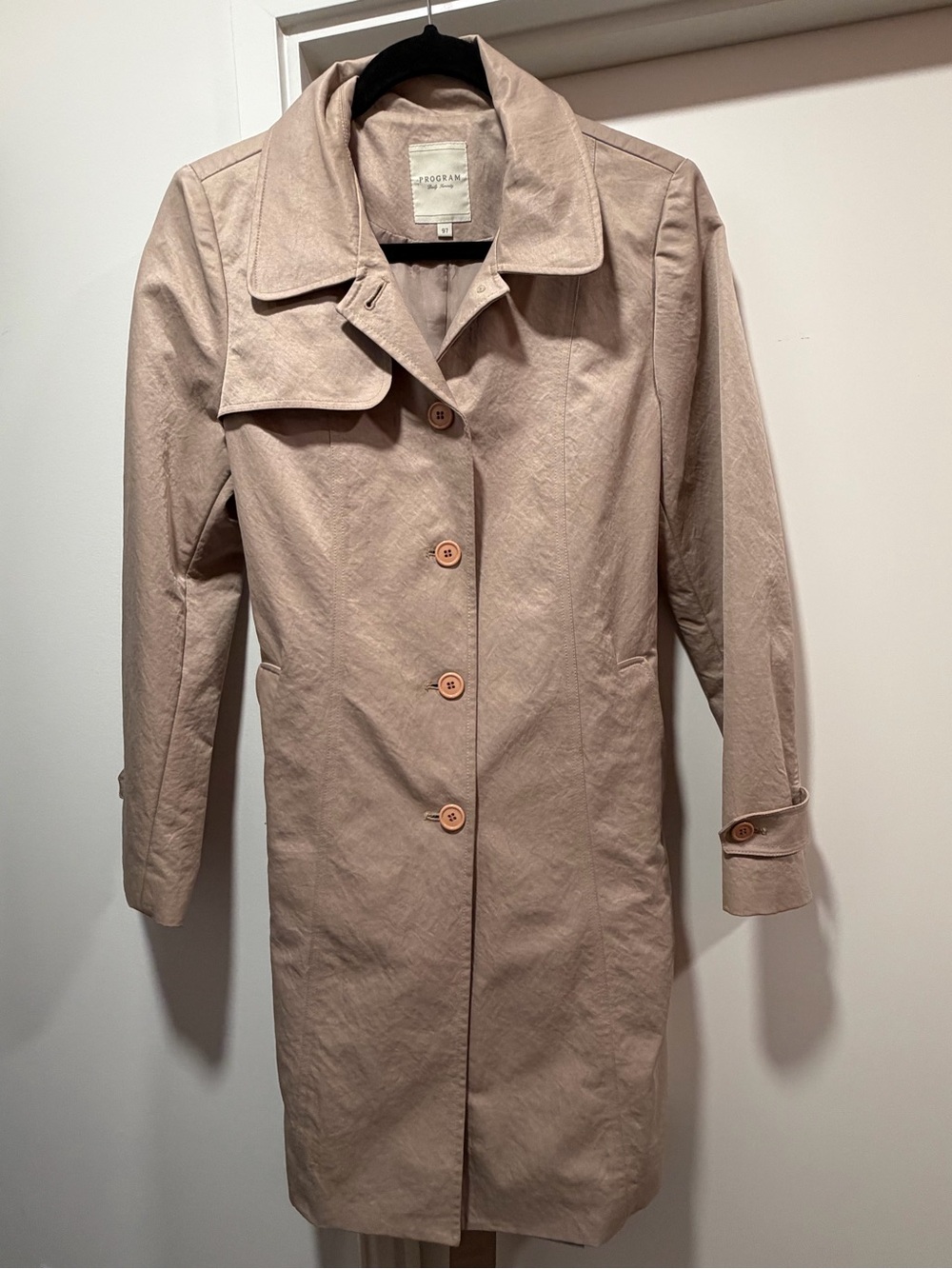 Korean Women's Beige Trench Coat - Size Medium